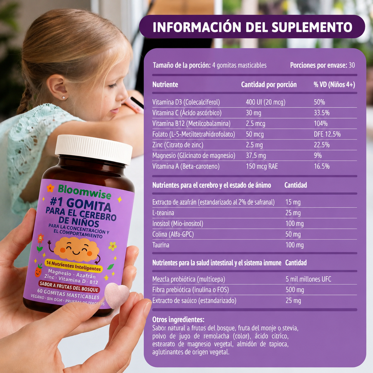 Gomitas de azafrán para mejorar el estado de ánimo y la concentración en niños