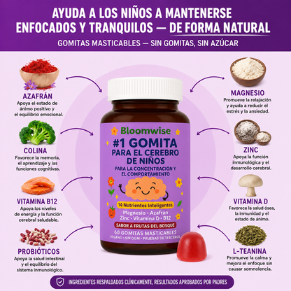 Gomitas de azafrán para mejorar el estado de ánimo y la concentración en niños